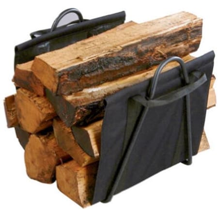 Dare2Decor 15216 Black Fireplace Log Tote With Steel Stand DA136254